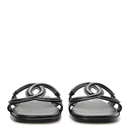 Chanel Lambskin CC Cut Out Mules Sandals 36 Black 3 of 9