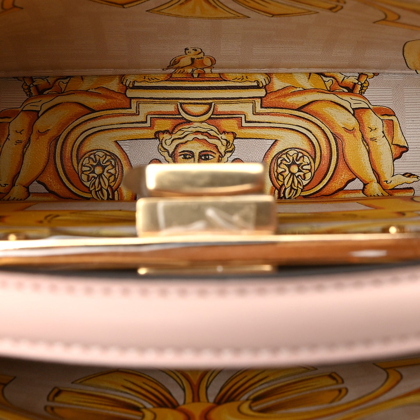X VERSACE Vitello Seta Nappa Fendace FF Baroque Small Peekaboo I SEE U Satchel Rosa Confetto White Gold