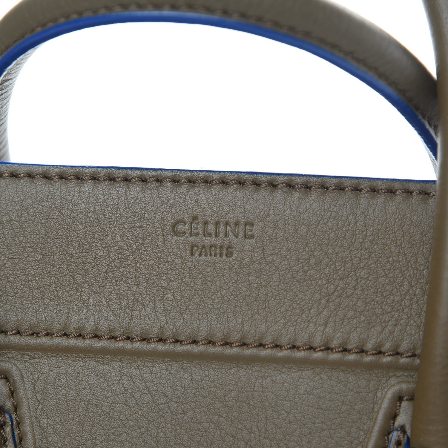 Celine Smooth Calfskin Medium Phantom Luggage Khaki Cobalt Trim 6 of 14