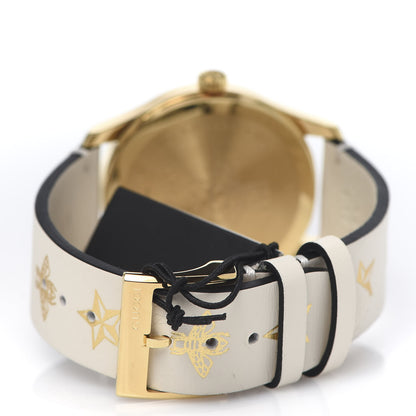 Gucci Stainless Steel Calfskin 38mm G-Timeless Bee Star Quartz Watch White 4 of 6