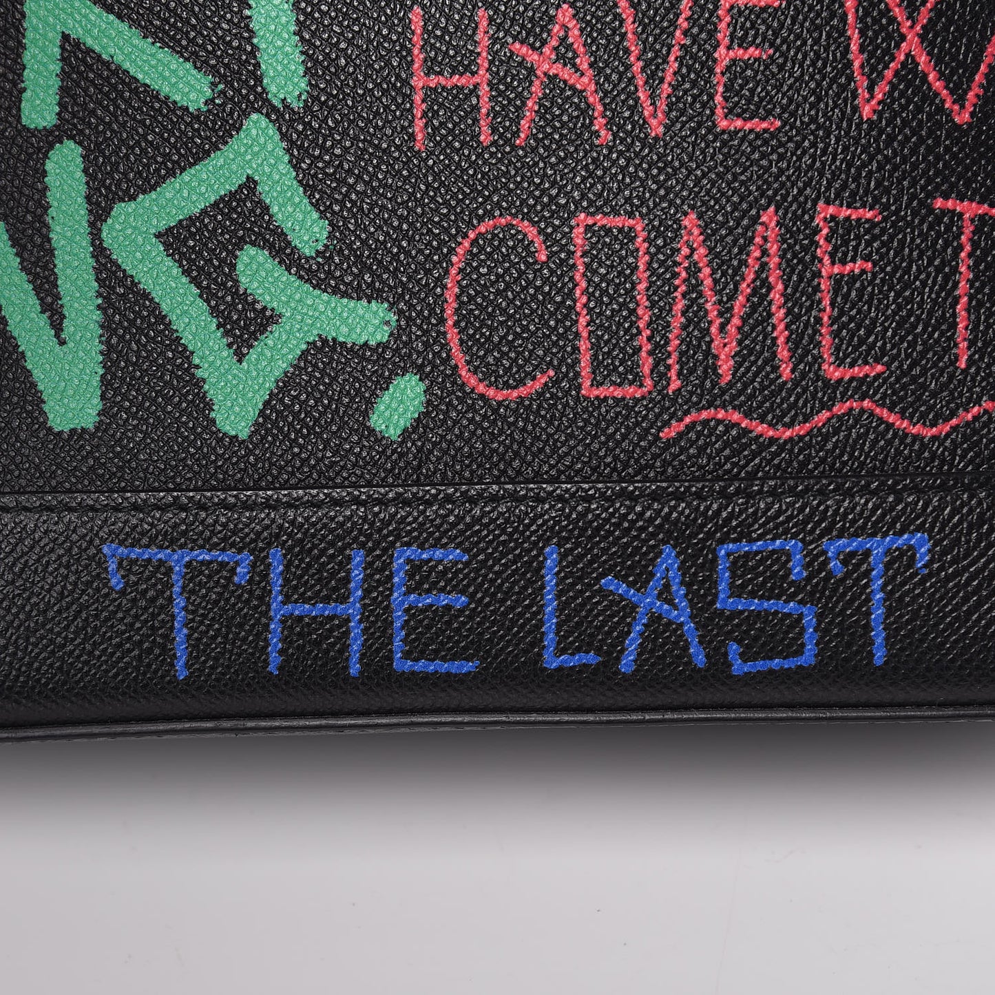 Signature Grained Calfskin Graffiti S Ville Top Handle Bag Black Multicolor