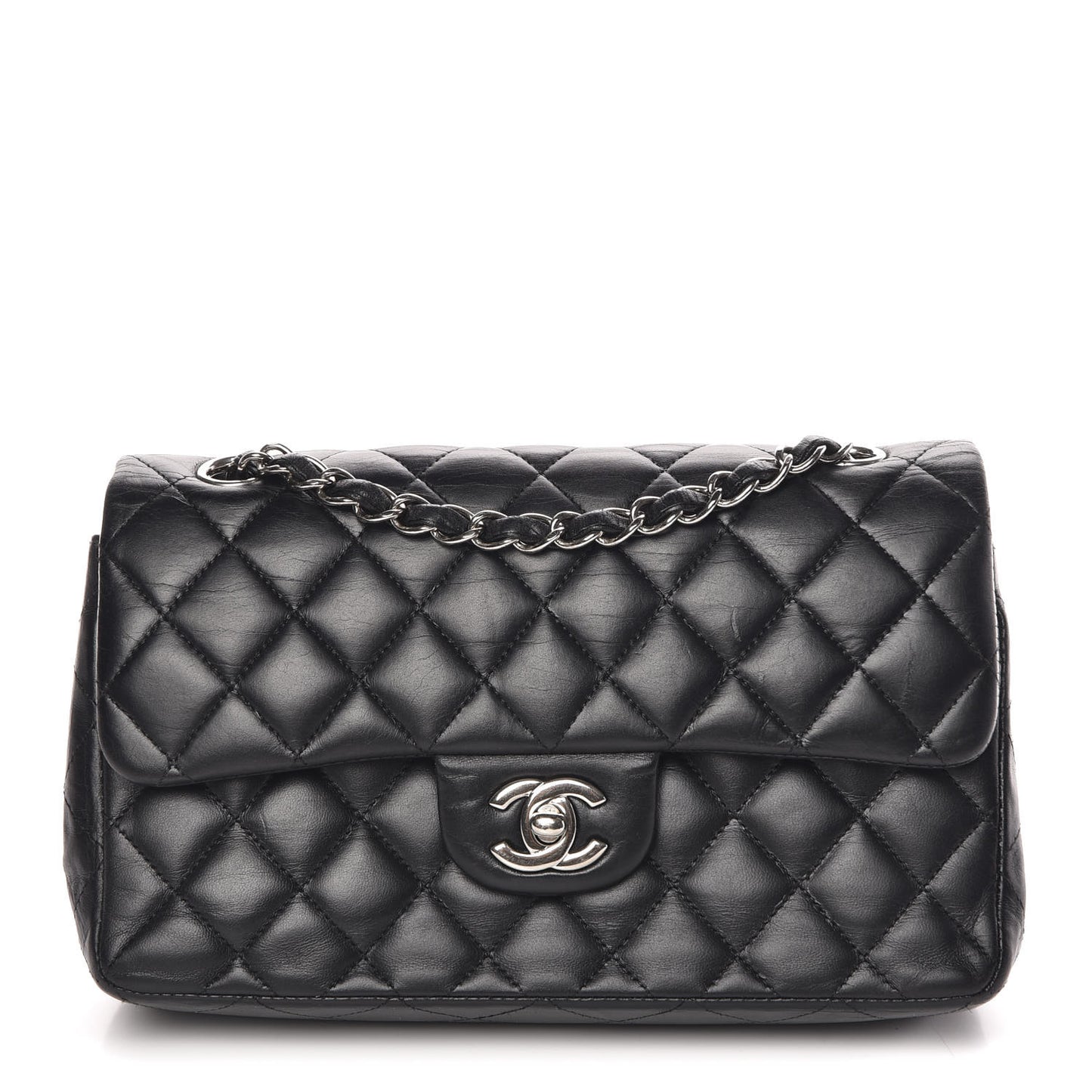 Lambskin Quilted Small Double Flap Black