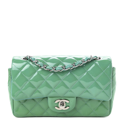 Chanel Patent Calfskin Quilted Mini Rectangular Flap Green 1 of 12