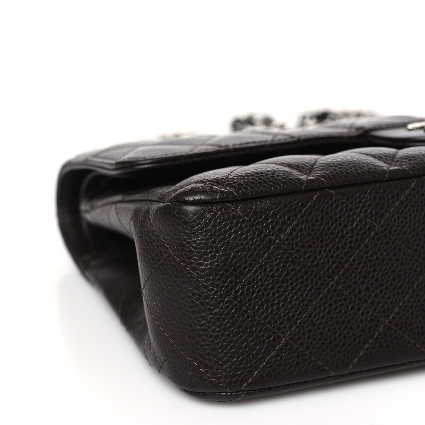 Caviar Quilted Medium Double Flap Brown
