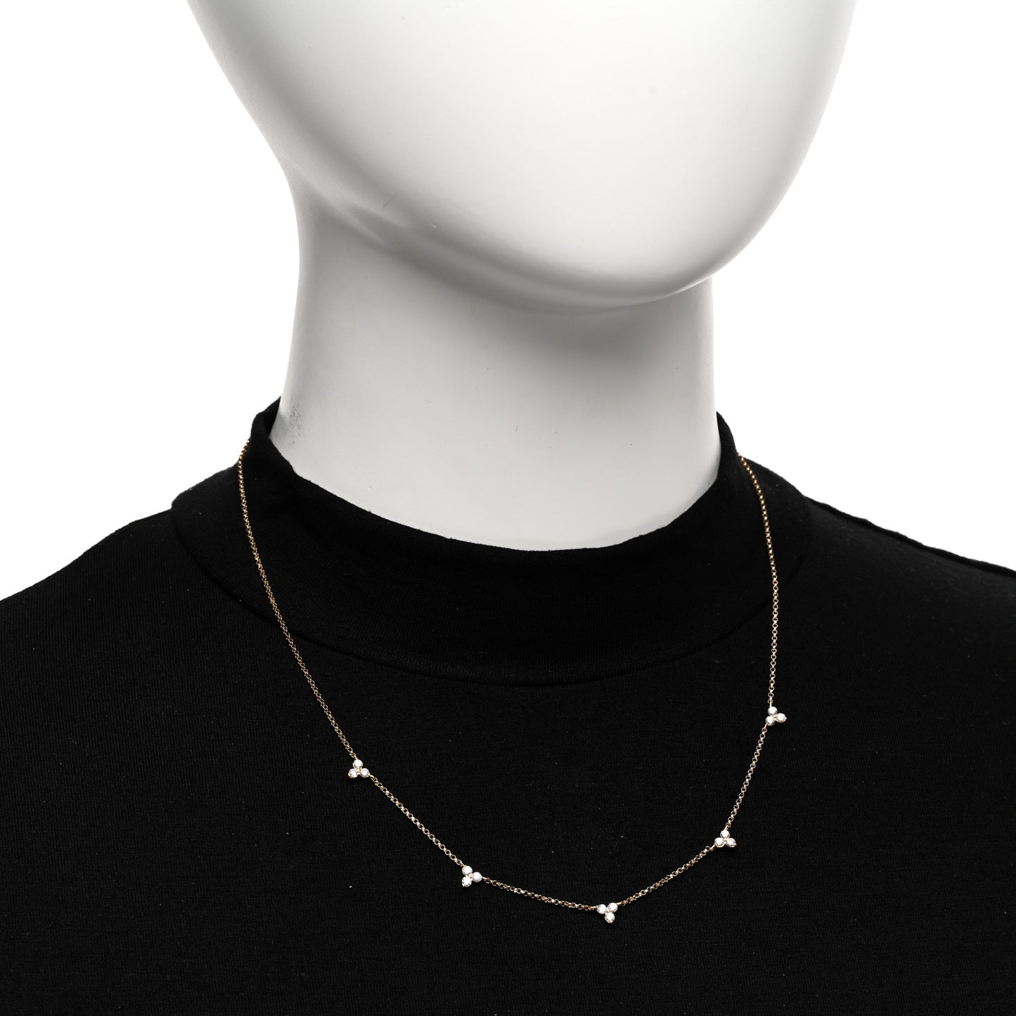 ROBERTO COIN 18K Yellow Gold Diamond By the Inch Five Station Flower Necklace