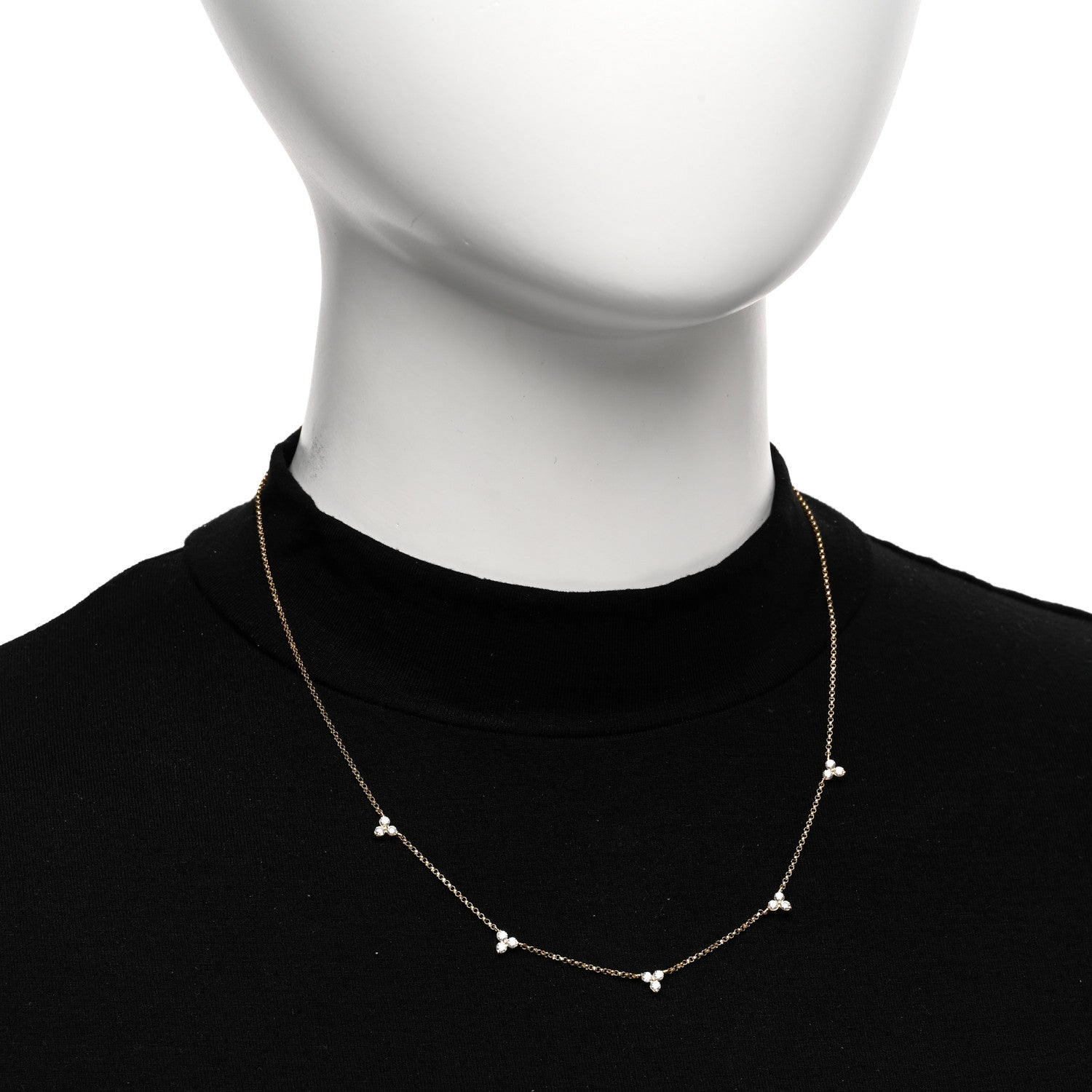 Roberto Coin ROBERTO COIN 18K Yellow Gold Diamond By the Inch Five Station Flower Necklace 2 of 5