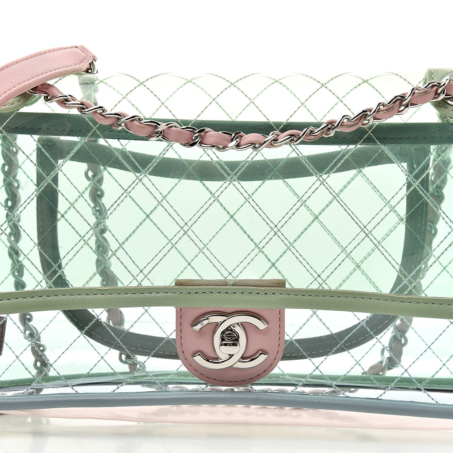 Chanel Lambskin PVC Quilted Medium Coco Splash Flap Blue Green 8 of 11