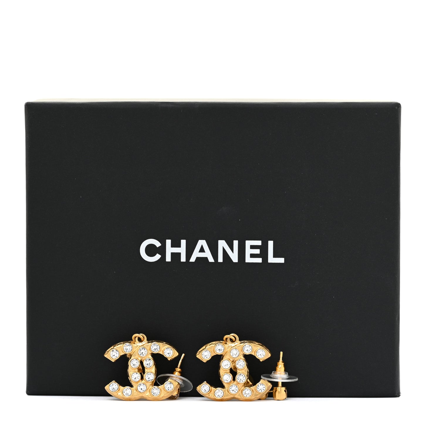 Crystal CC Dangle Earrings Gold