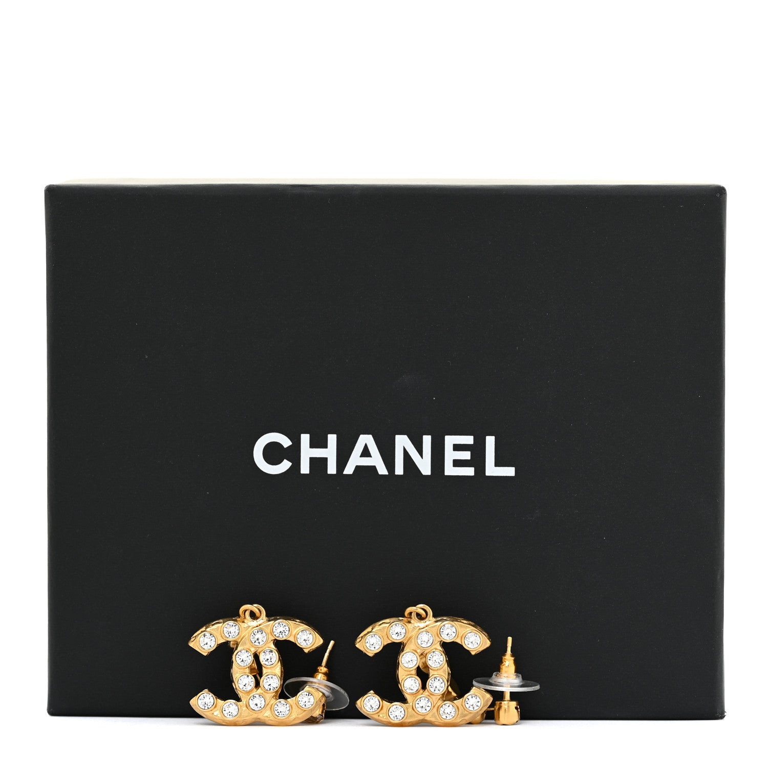 Chanel Crystal CC Dangle Earrings Gold 7 of 7