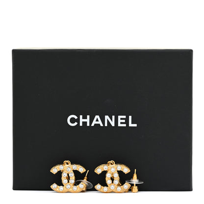 Chanel Crystal CC Dangle Earrings Gold 7 of 7
