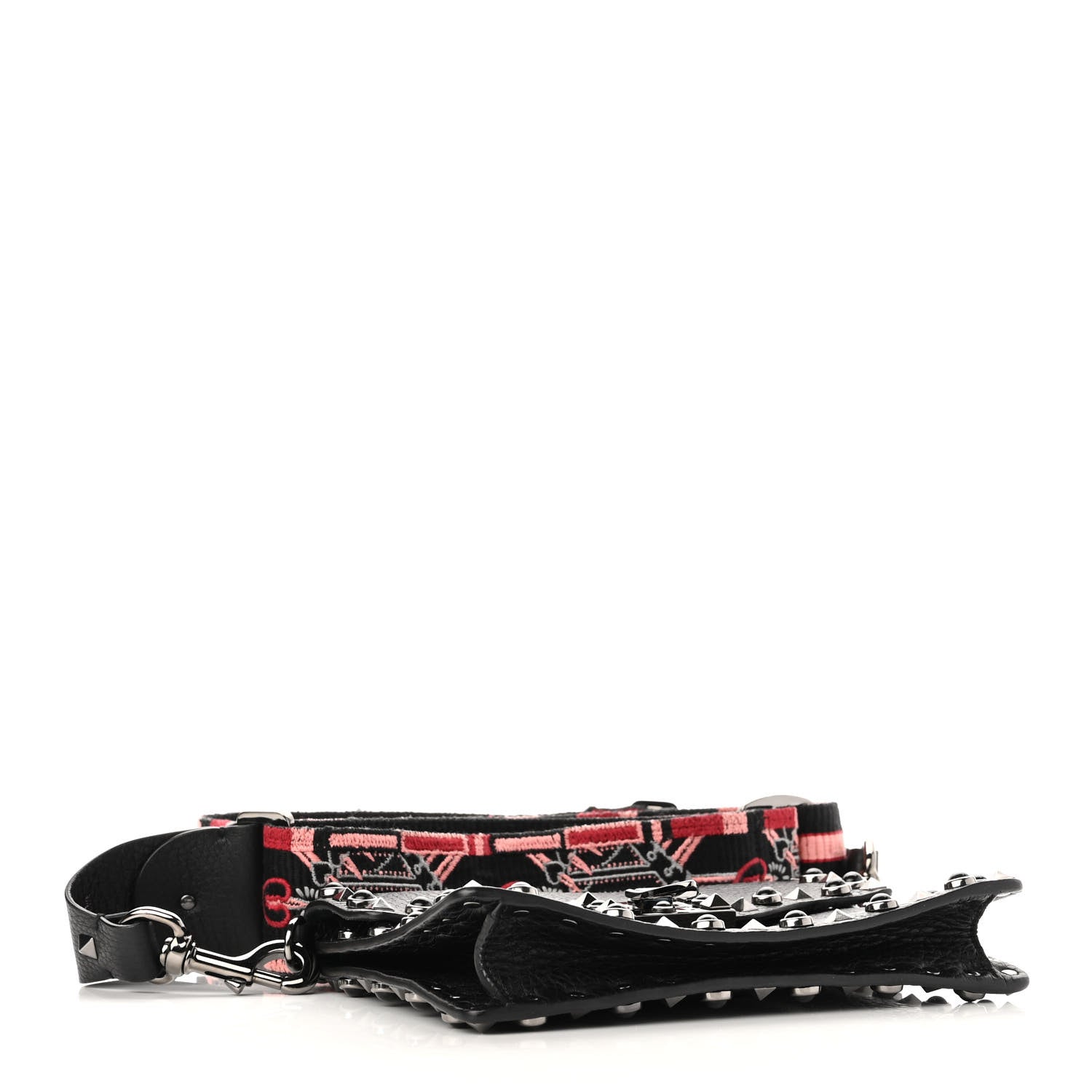 Valentino Garavani Calfskin Small Guitar Strap Rockstud Rolling Shoulder Flap Bag Black 4 of 10