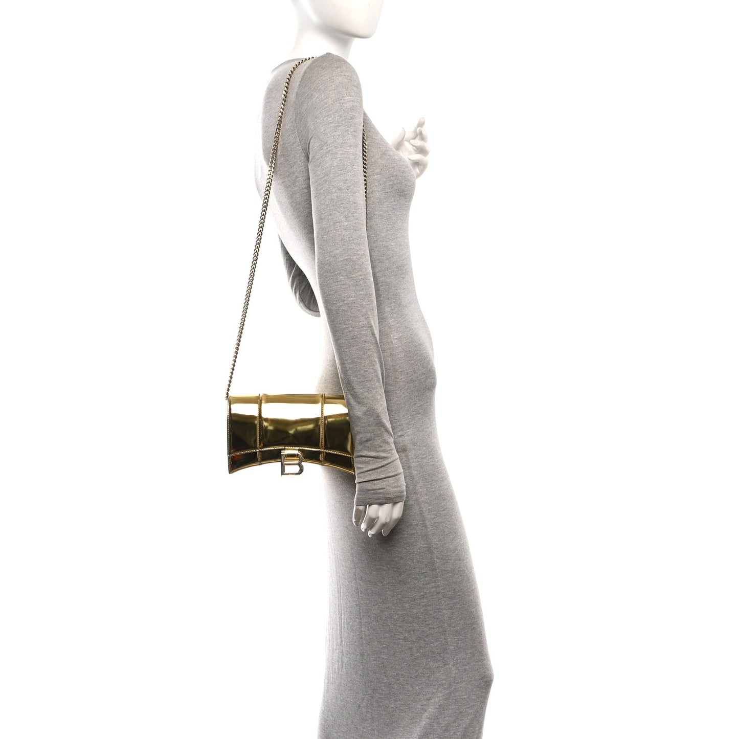 Mirror Calfskin Hourglass Chain Bag Gold