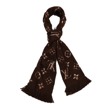 Louis Vuitton Wool Silk Logomania Shine Scarf Marron 1 of 4