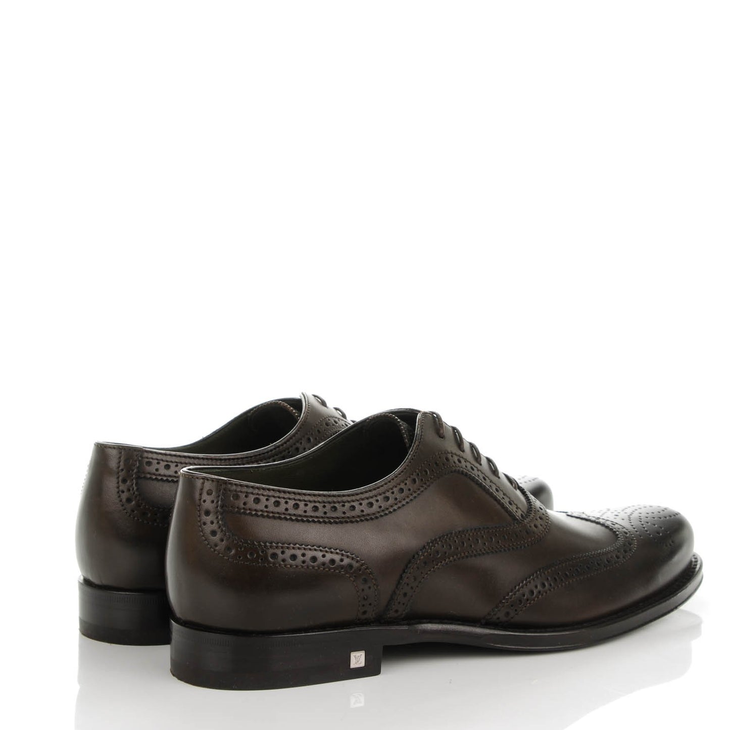 Calfskin Mens Wingtip Oxfords 6.5 Dark Brown