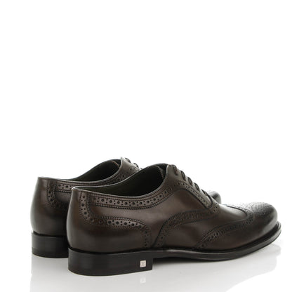 Louis Vuitton Calfskin Mens Wingtip Oxfords 6.5 Dark Brown 4 of 9