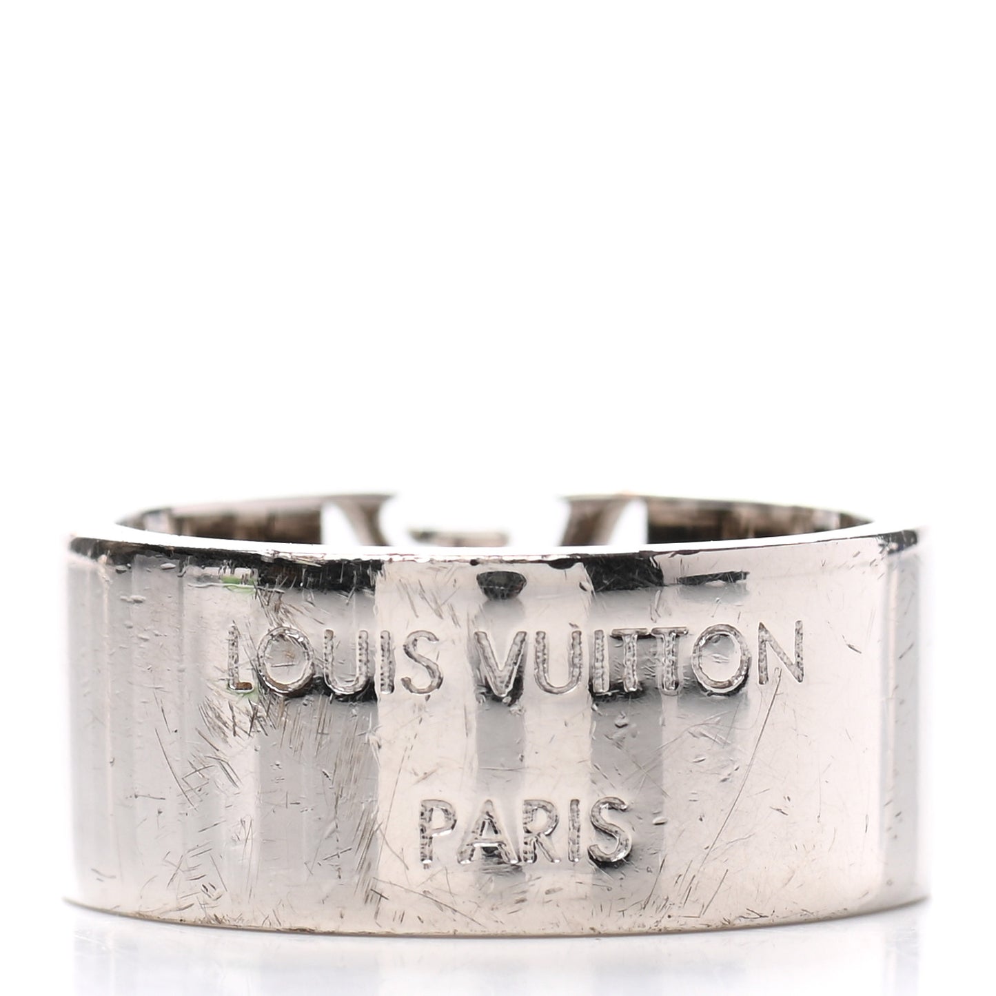 Metal LV Signature Logo Ring L Silver