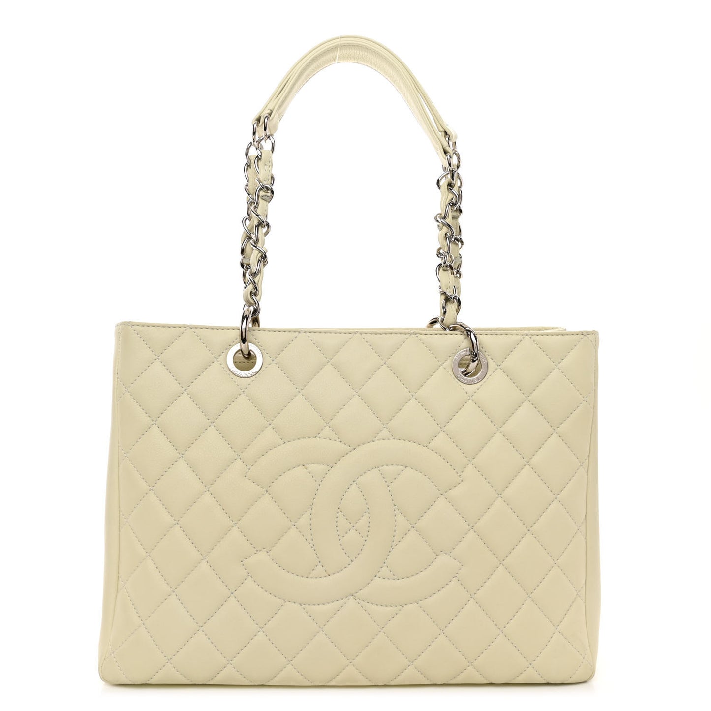 Caviar Quilted Grand Shopping Tote GST White