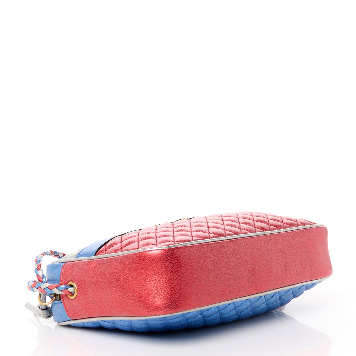 Laminated Nappa Trapuntata Small Zumi Shoulder Bag Rosso Marine Argento