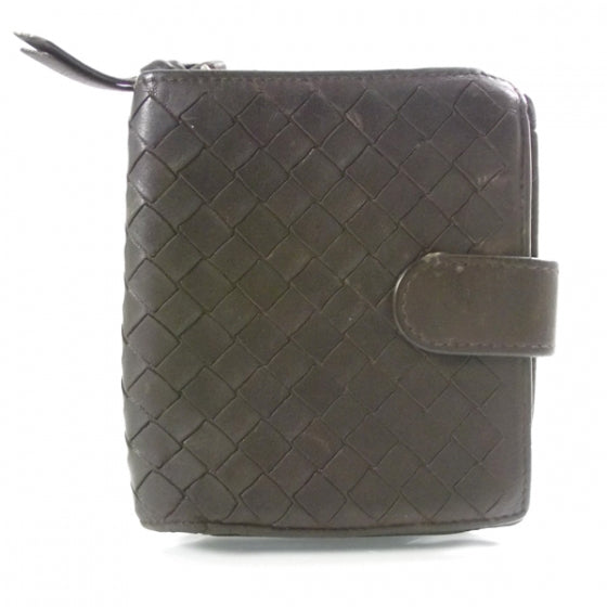Bottega Veneta Woven Leather French Flap Wallet Ebano 1 of 10