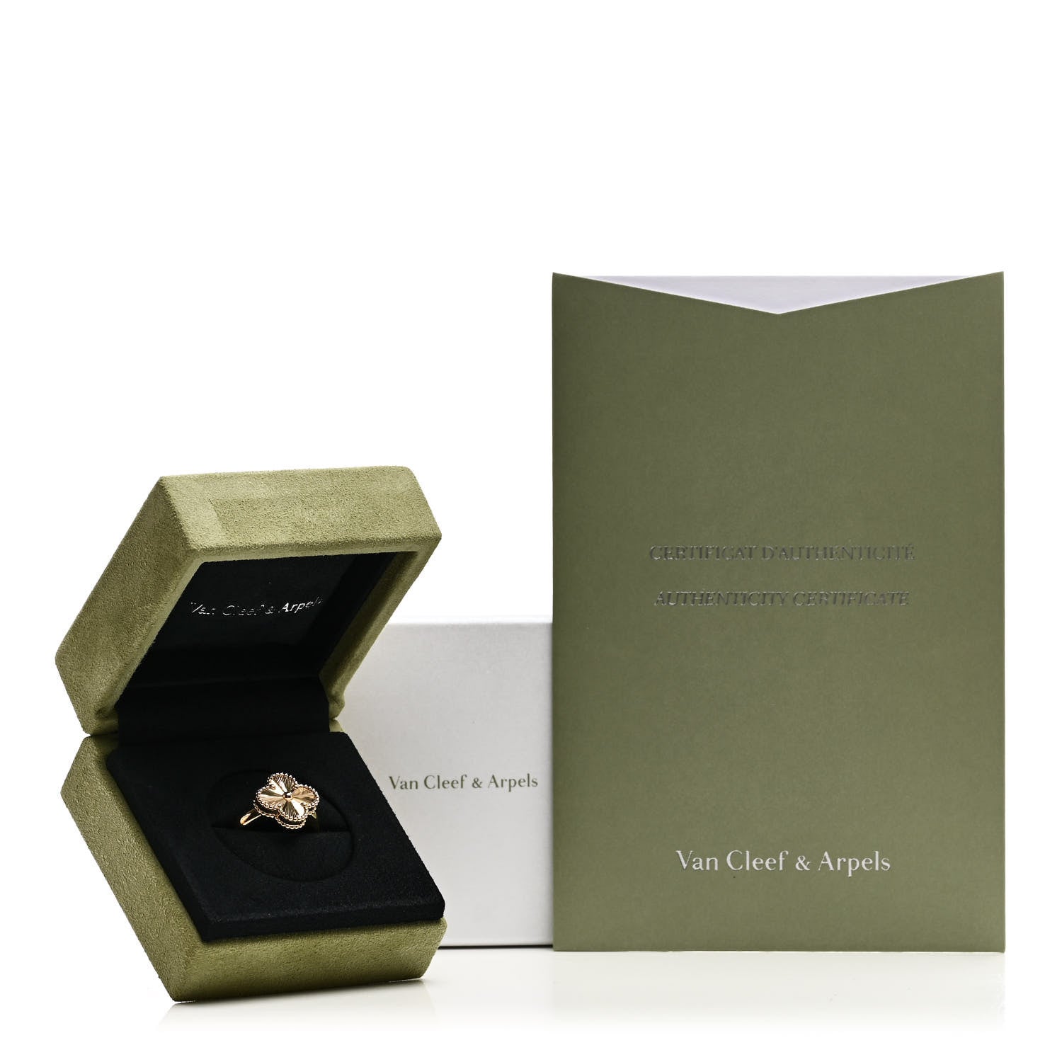 Van Cleef & Arpels 18K Yellow Gold Guilloche Vintage Alhambra Ring 56 7.5 6 of 6