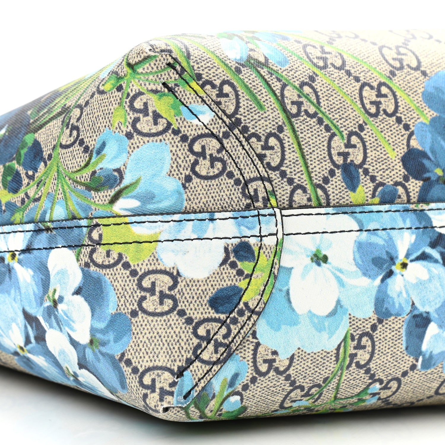 Gucci GG Supreme Monogram Blooms Small Reversible Tote Beige Blue Navy 8 of 10