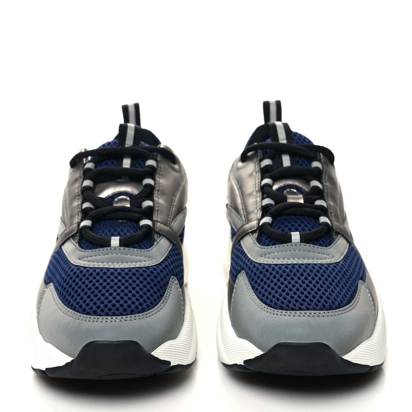 Technical Mesh Calfskin Mens B22 Sneakers 42 Silver Blue White