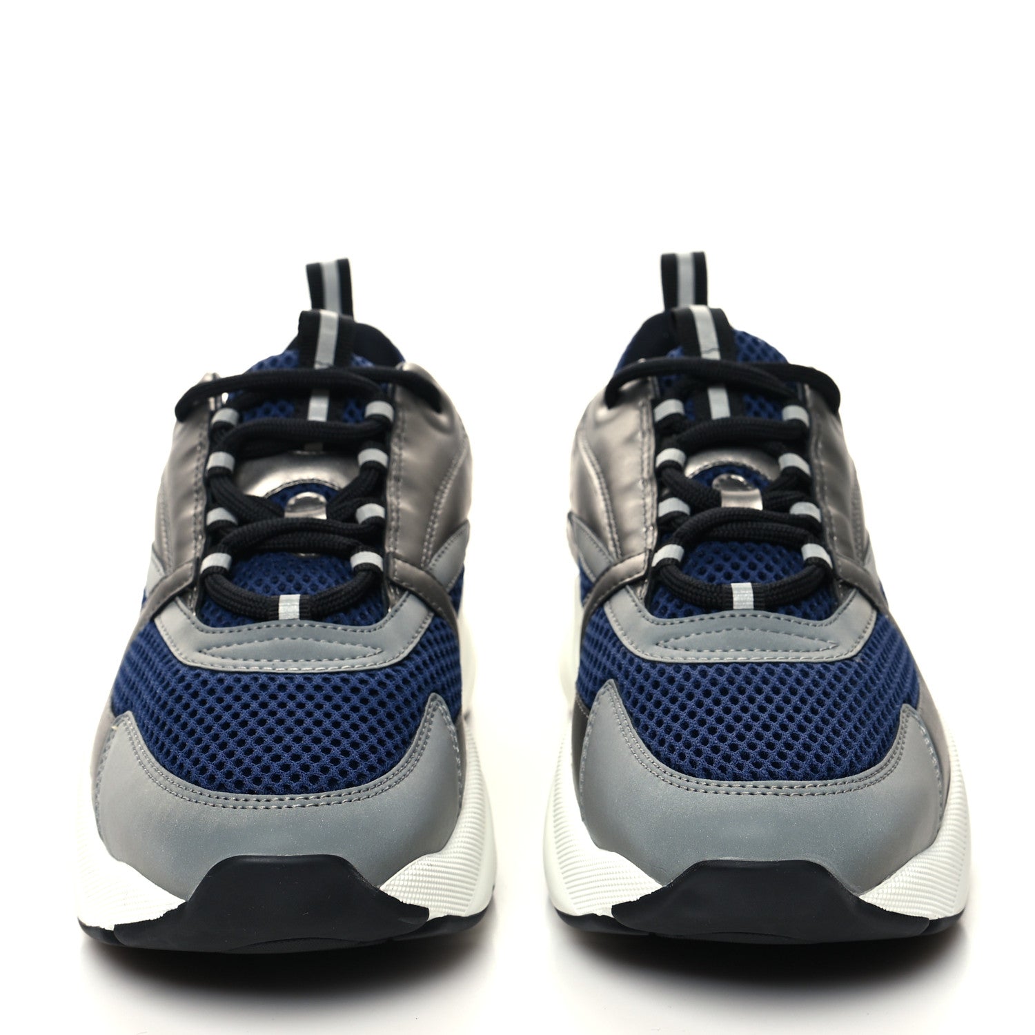 Christian Dior Technical Mesh Calfskin Mens B22 Sneakers 42 Silver Blue White 2 of 8