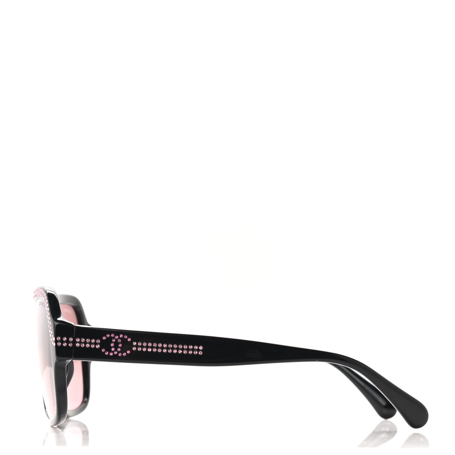 Chanel Acetate Crystal CC Shield Sunglasses 71432A Black Pink 2 of 6
