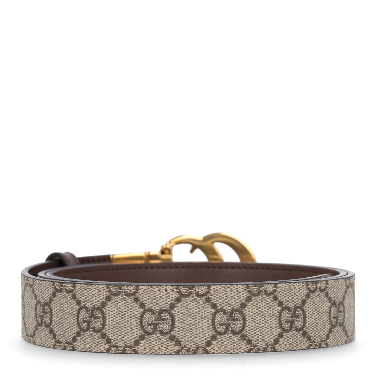 Gucci GG Supreme Monogram Textured Dollar Calfskin Blondie 30mm Belt 110 44 Beige Ebony New Acero 2 of 5