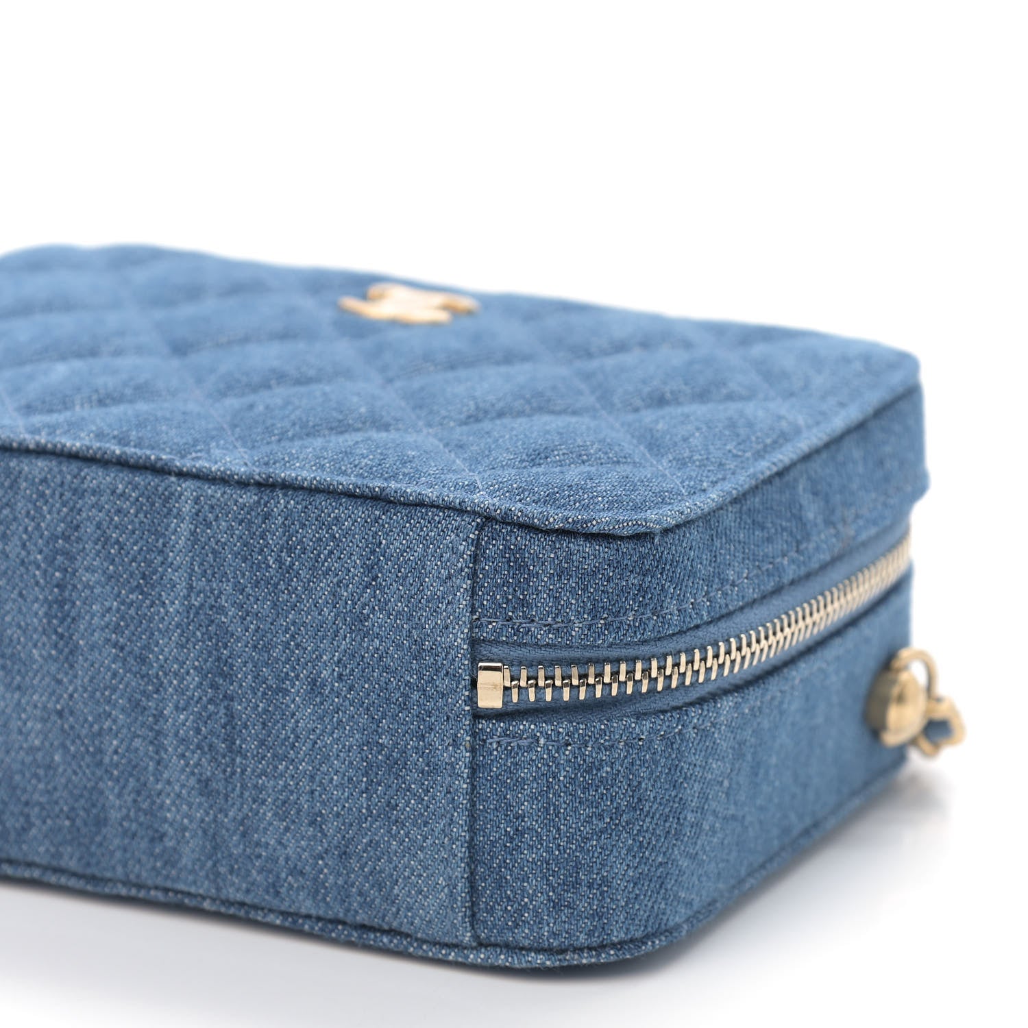 Chanel Denim Quilted CC Pearl Crush Camera Case Blue 9 of 9