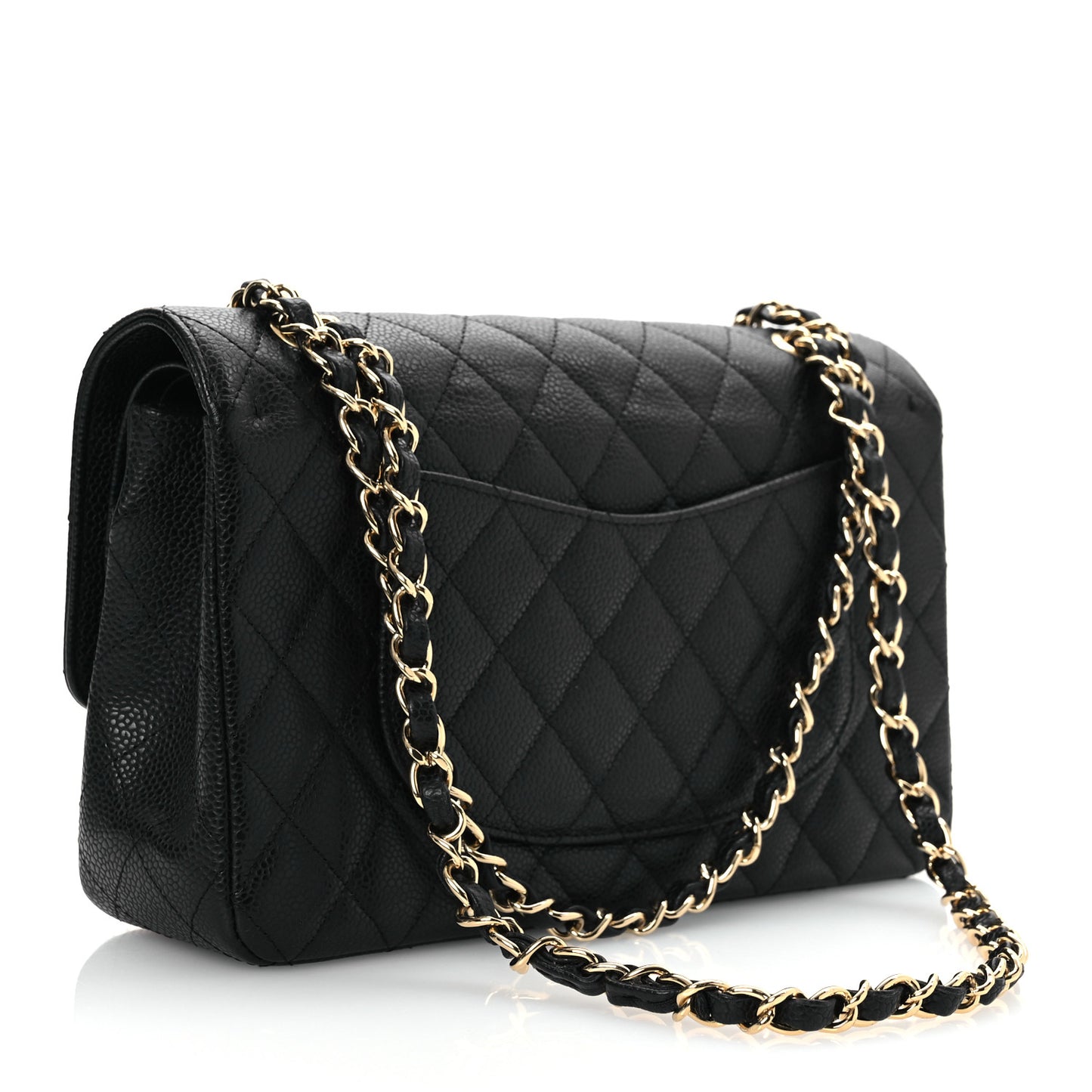 Caviar Quilted Medium Double Flap Black