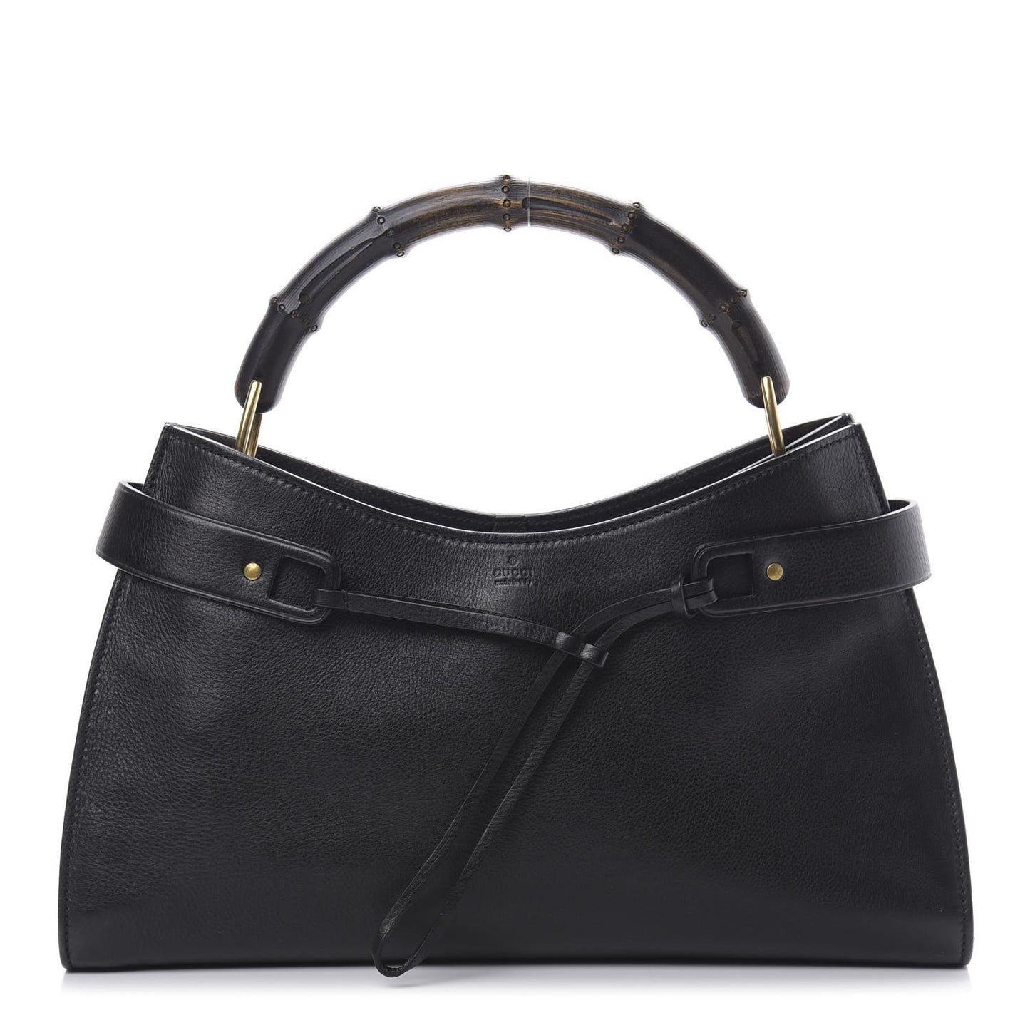 Calfskin Bamboo Handle Tote Black