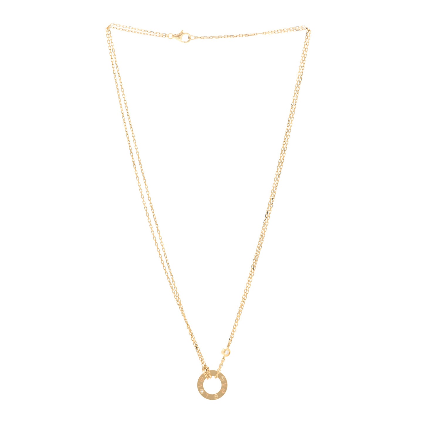 18K Yellow Gold 2 Diamond LOVE Necklace