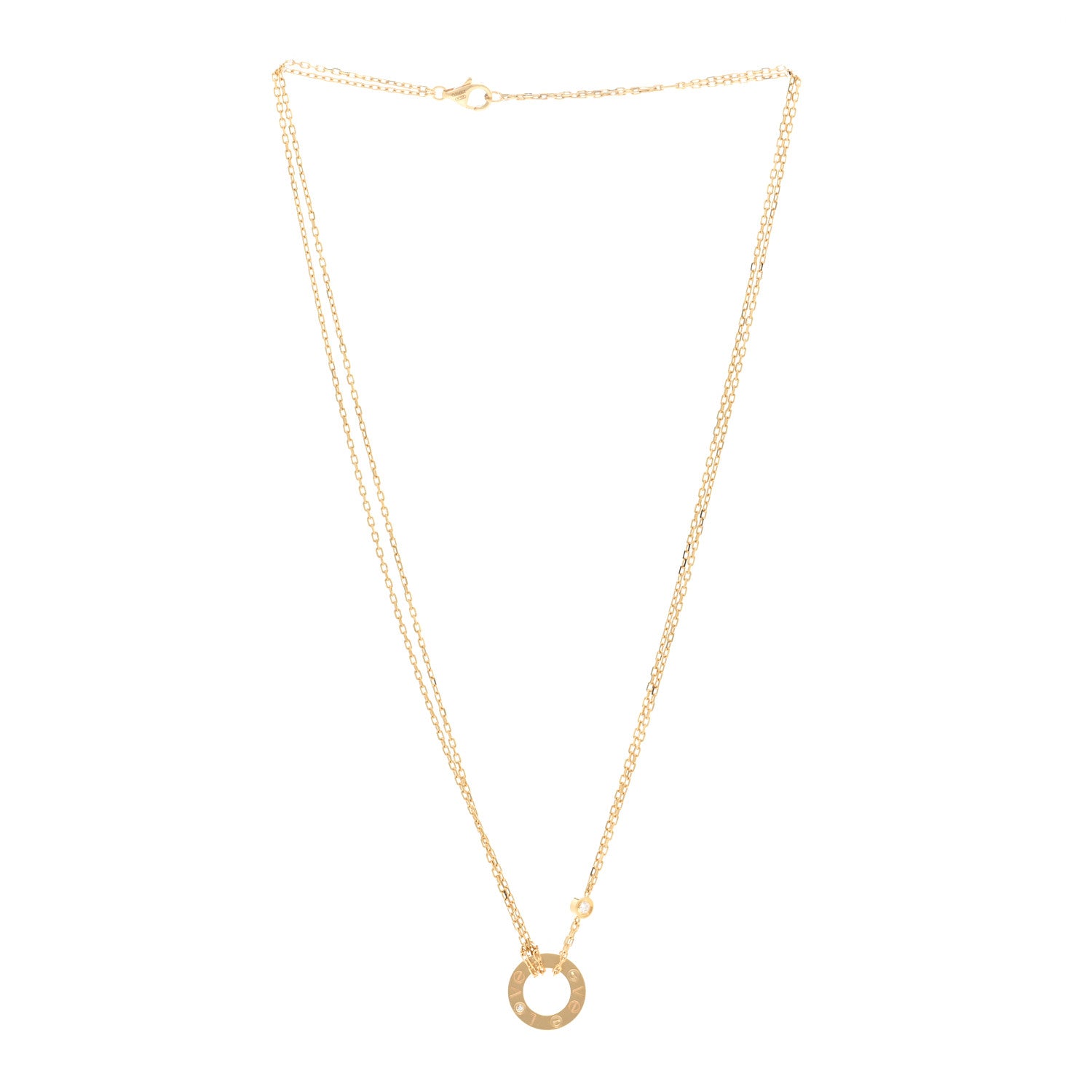 Cartier 18K Yellow Gold 2 Diamond LOVE Necklace 3 of 5