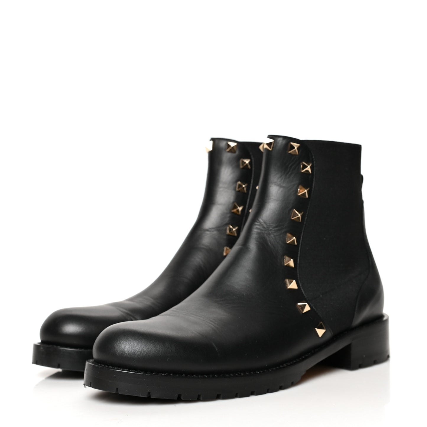 Calfskin Rockstud Beatle Chelsea 20mm Ankle Boots 37 Black