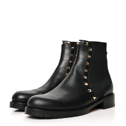 Valentino Garavani Calfskin Rockstud Beatle Chelsea 20mm Ankle Boots 37 Black 3 of 11