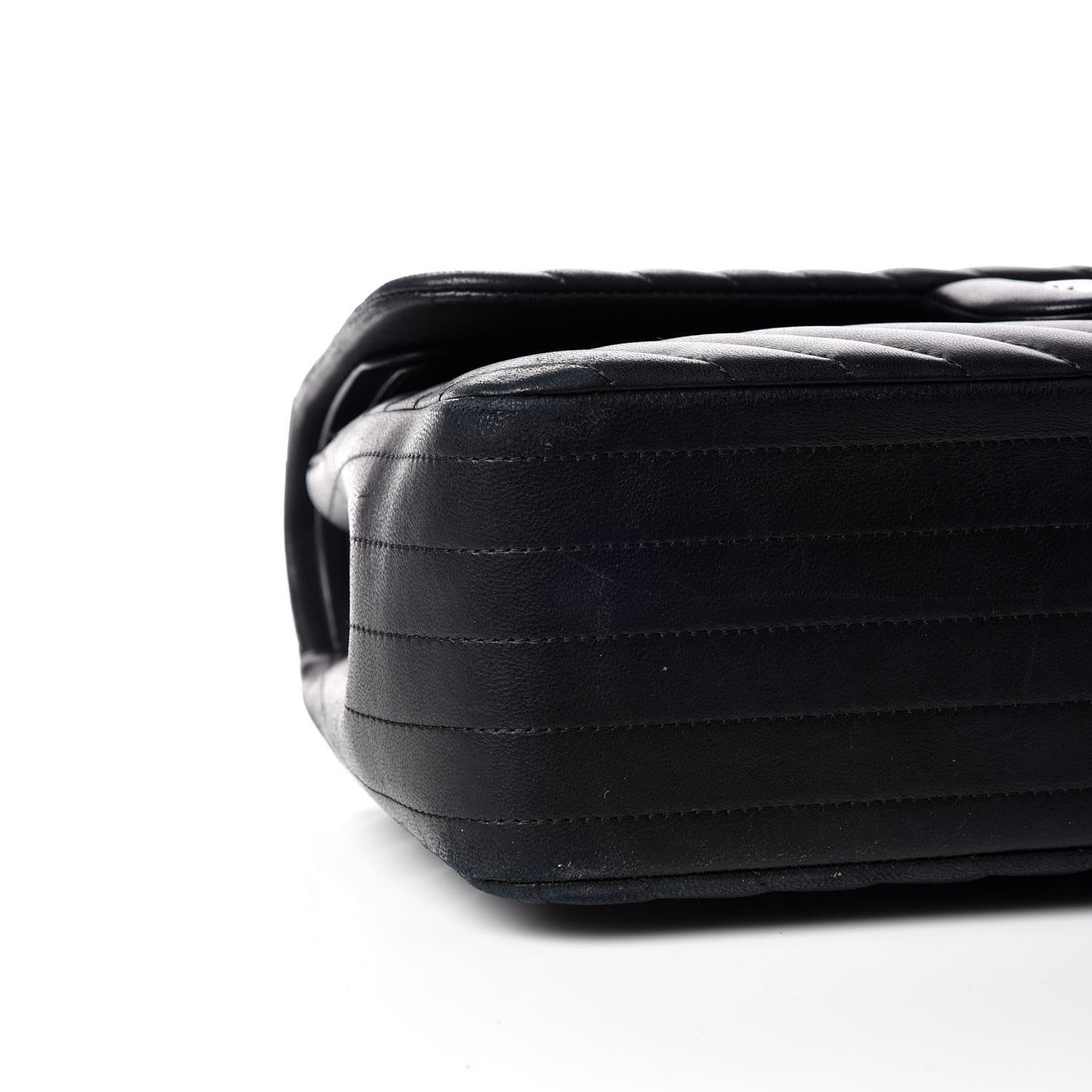 Lambskin Chevron Quilted Jumbo Double Flap Black