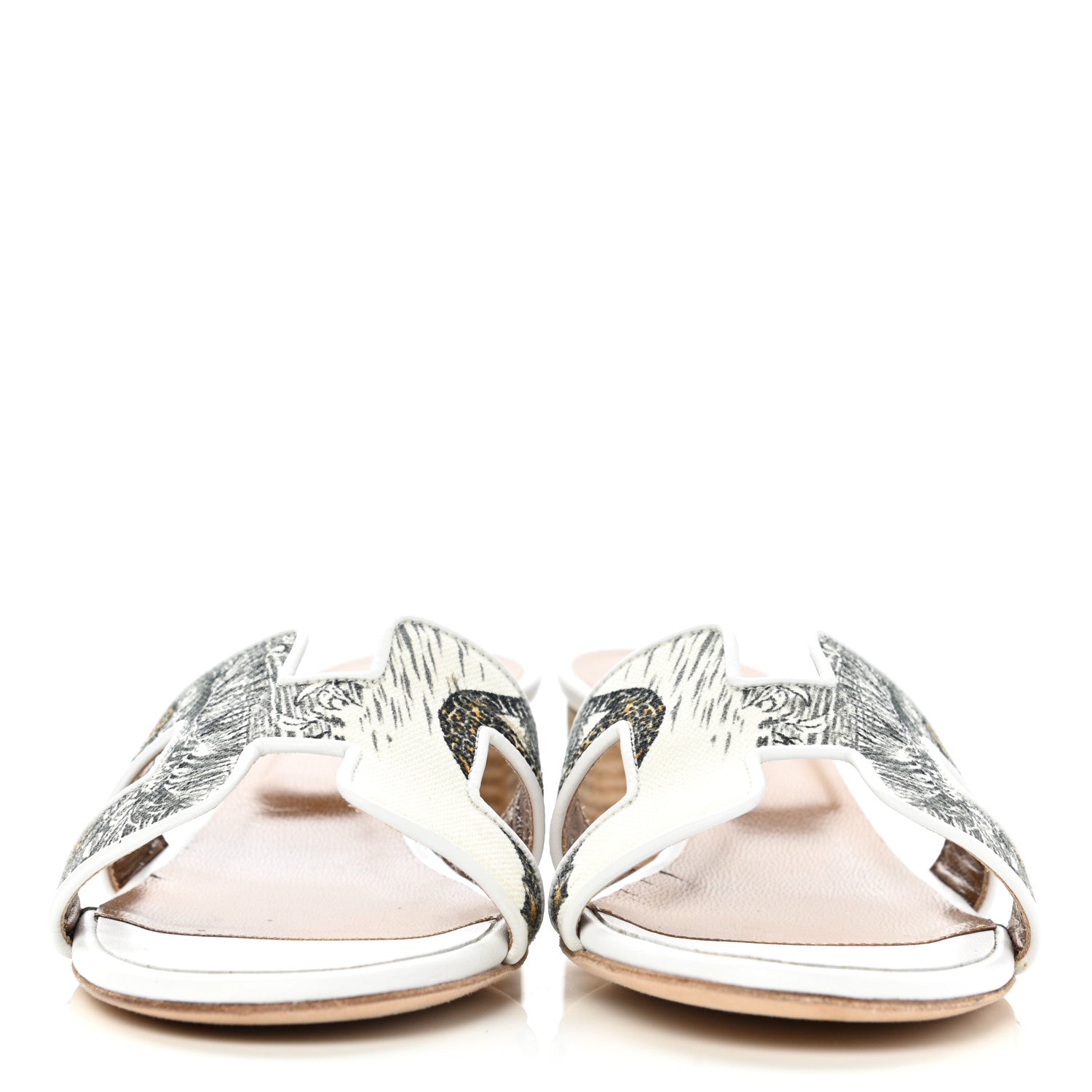Hermes Canvas Tatoo Print Oasis Equator Sandals 36.5 White 2 of 9