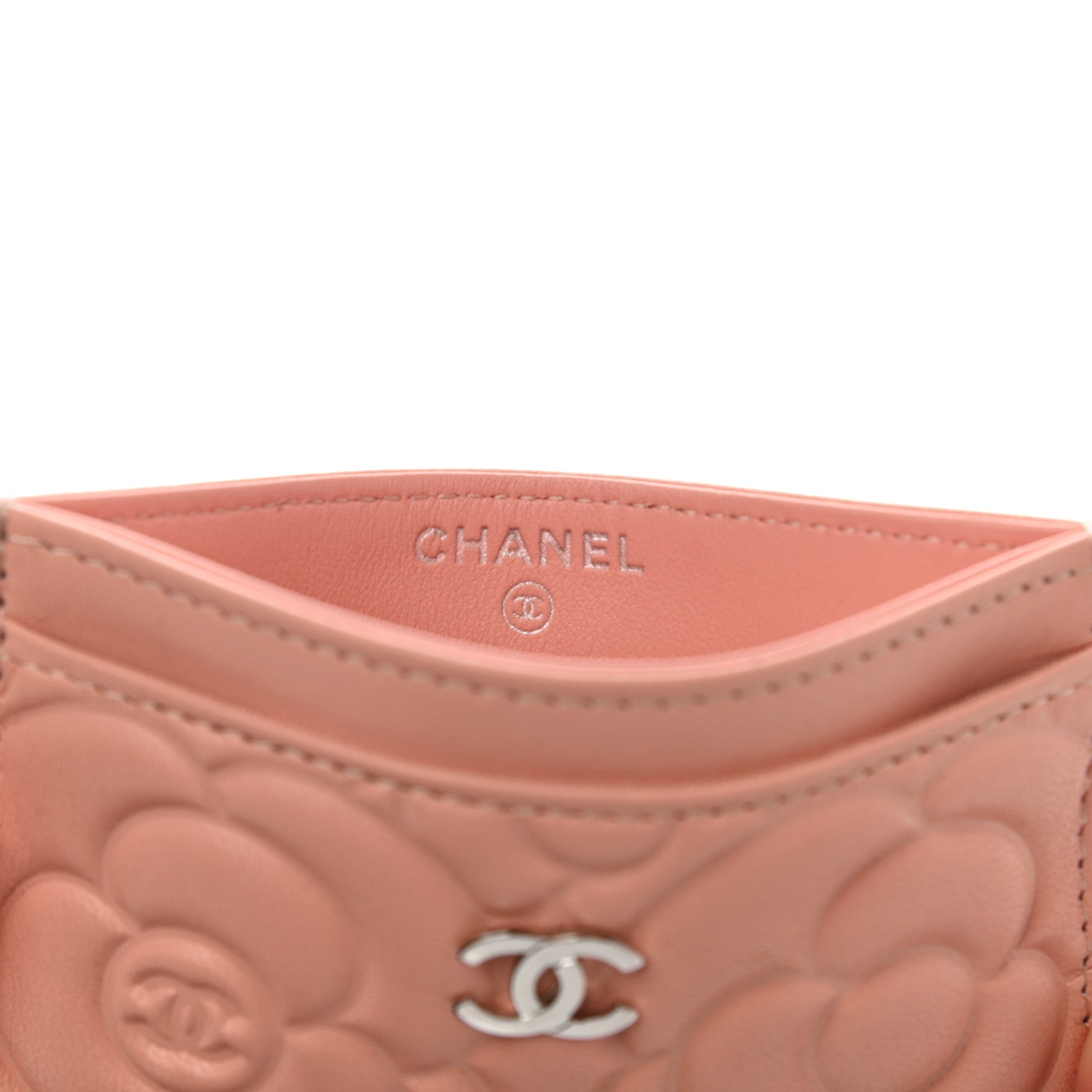 Chanel Goatskin Camellia Embossed Card Holder Light Pink 6 of 8