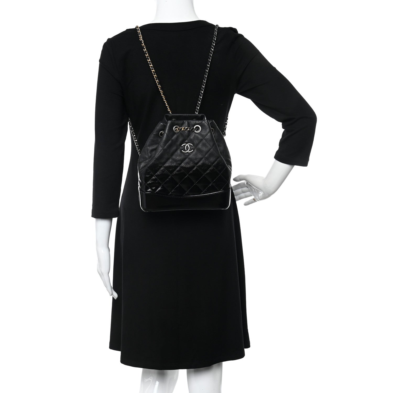 Chanel Patent Goatskin Quilted Small Gabrielle Backpack Black 2 of 11