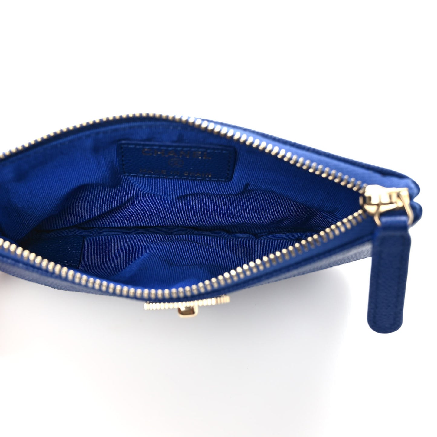 Caviar Quilted Small Vintage Mademoiselle Cosmetic Case Dark Blue