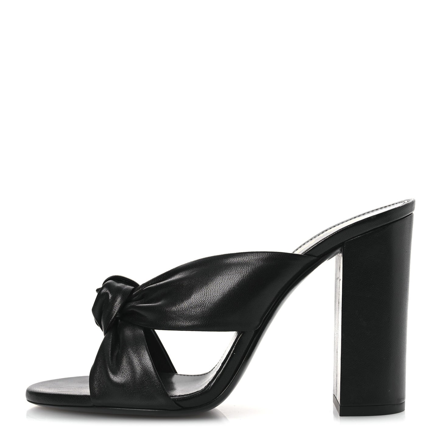 Calfskin Bianca Knotted Mule Sandals 37 Black