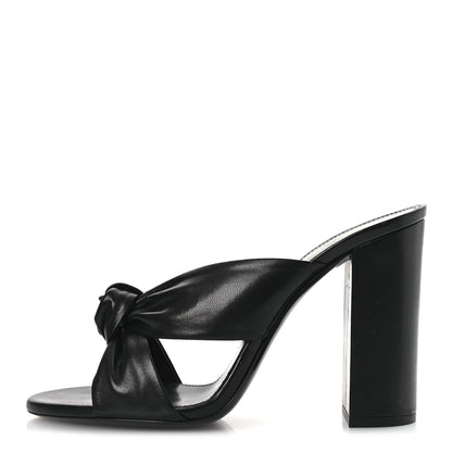 Saint Laurent Calfskin Bianca Knotted Mule Sandals 37 Black 1 of 14