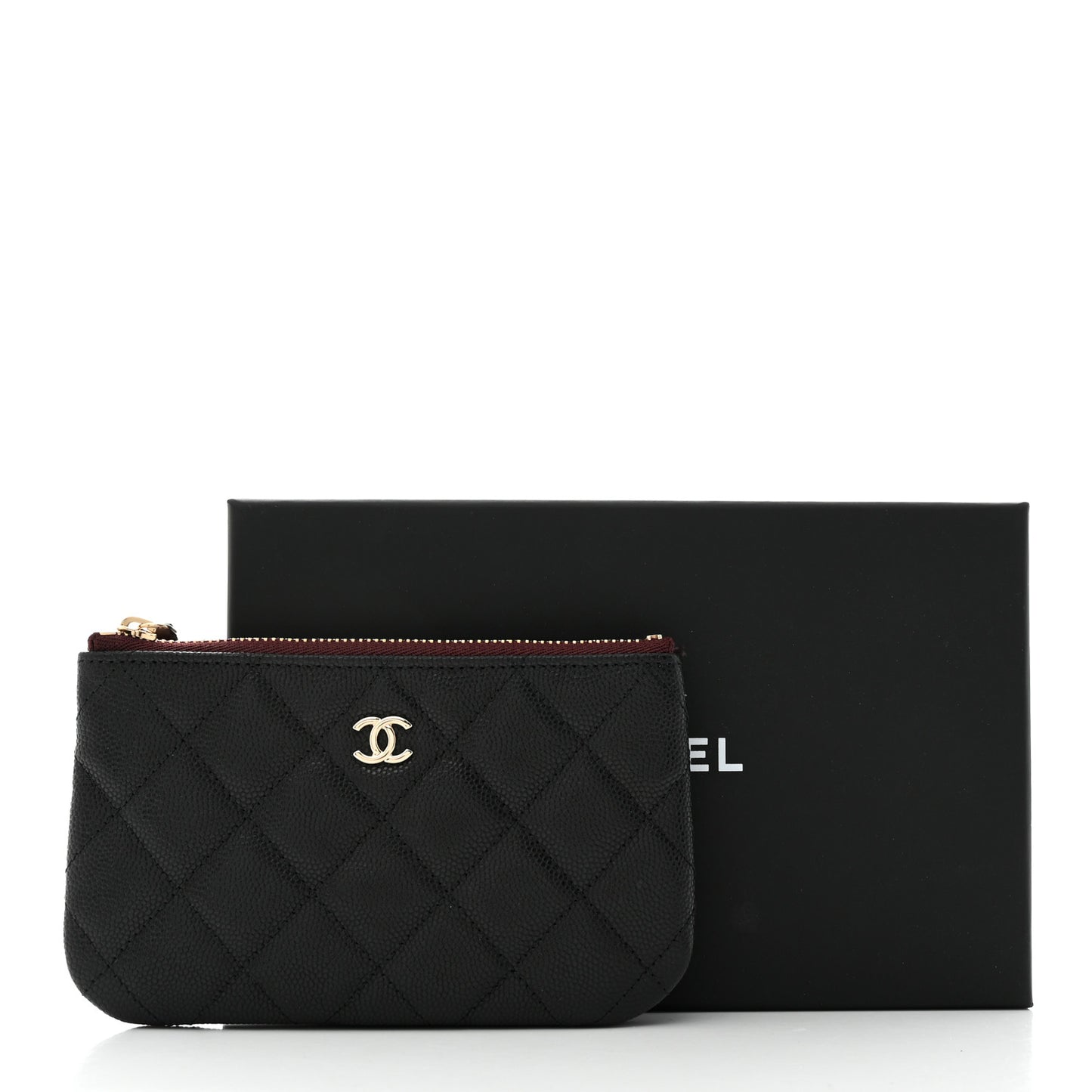Caviar Quilted Small Cosmetic Case Black