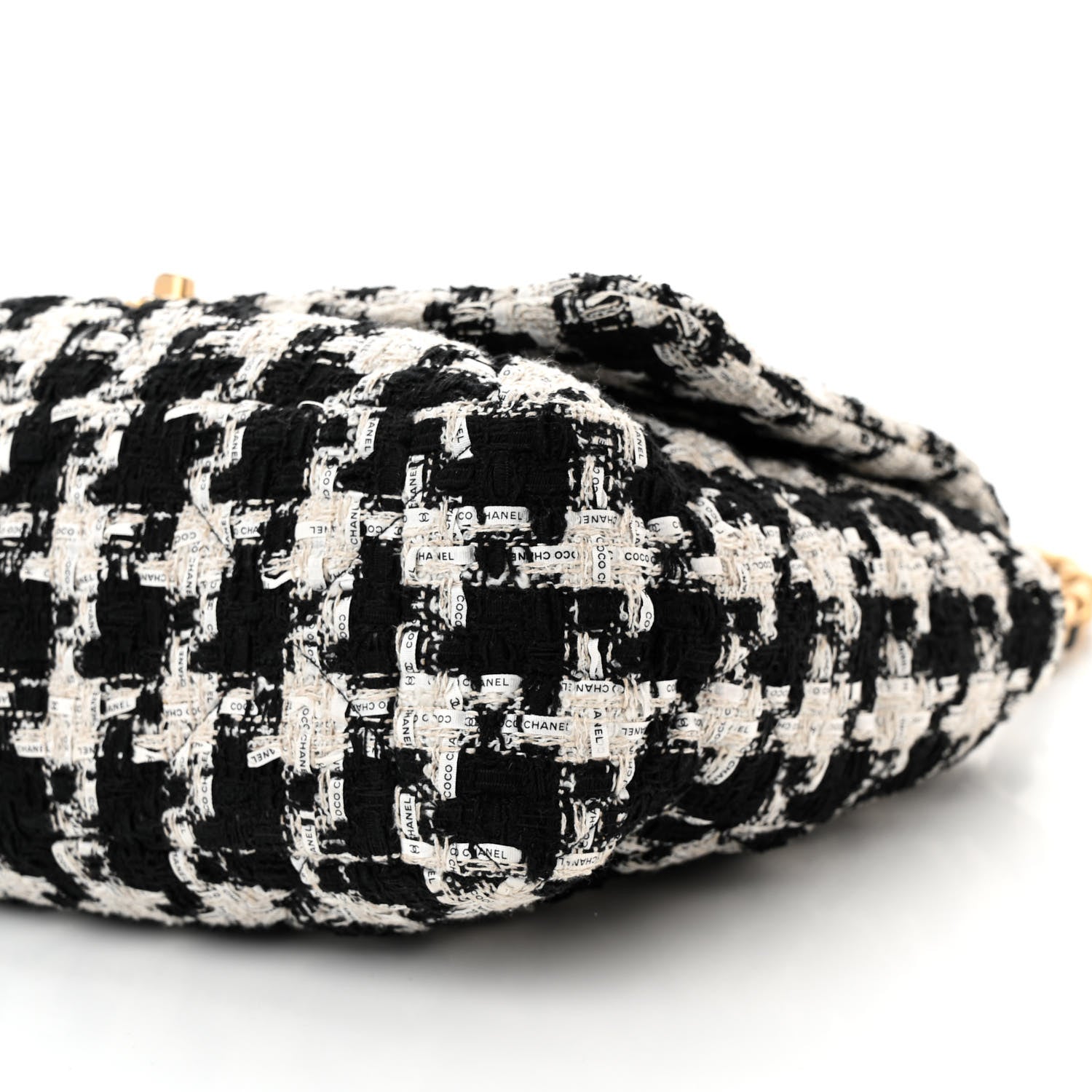 Chanel Tweed Quilted Maxi Chanel 19 Flap Black Ecru White 9 of 9