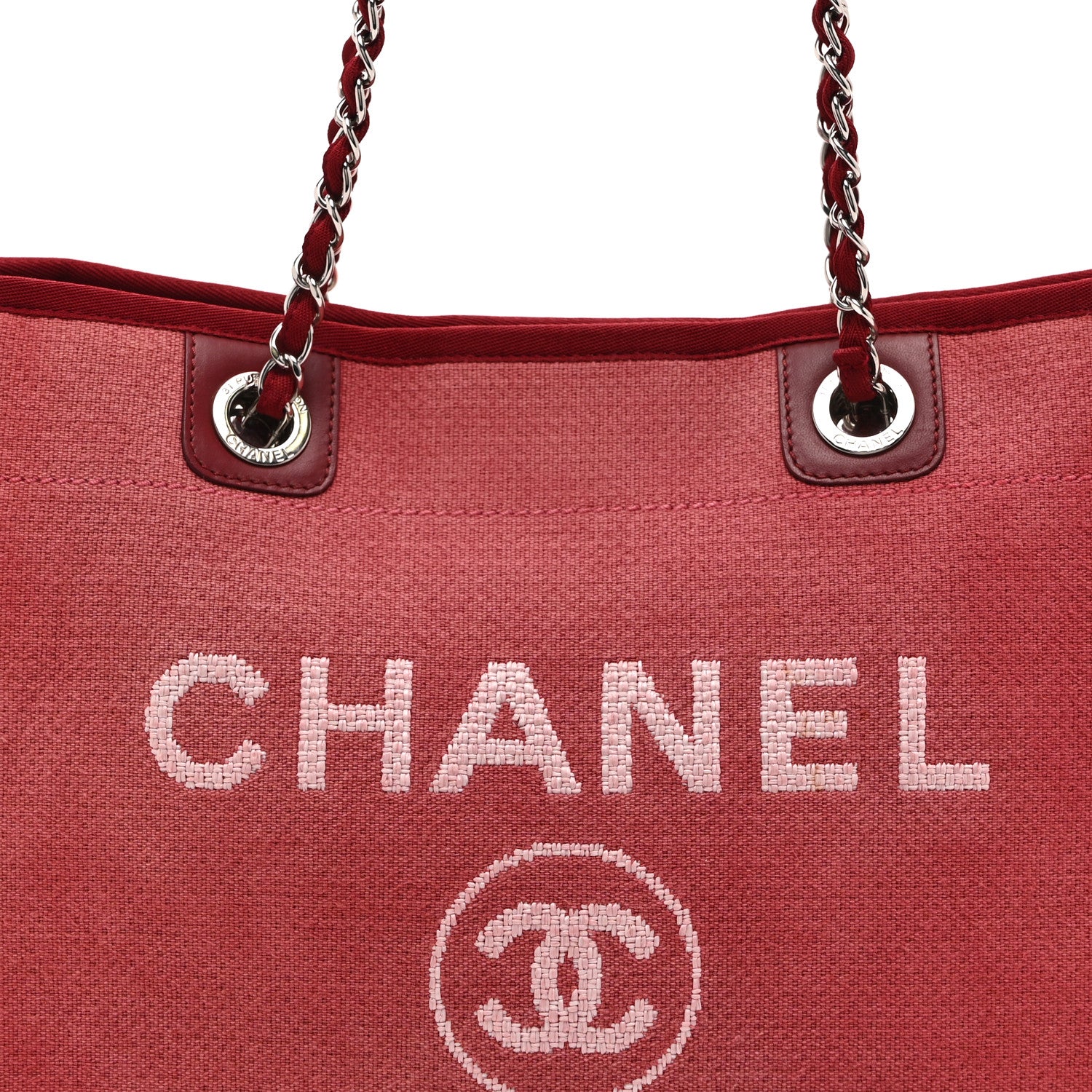 Chanel Canvas Small Deauville Tote Red 8 of 10