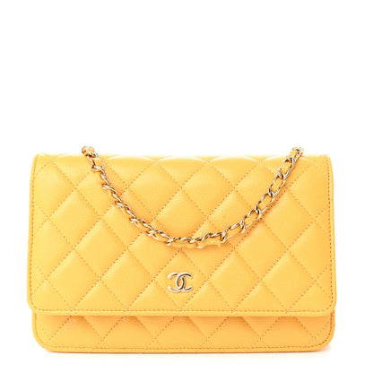 Chanel Caviar Quilted Wallet on Chain WOC Yellow 1 of 11