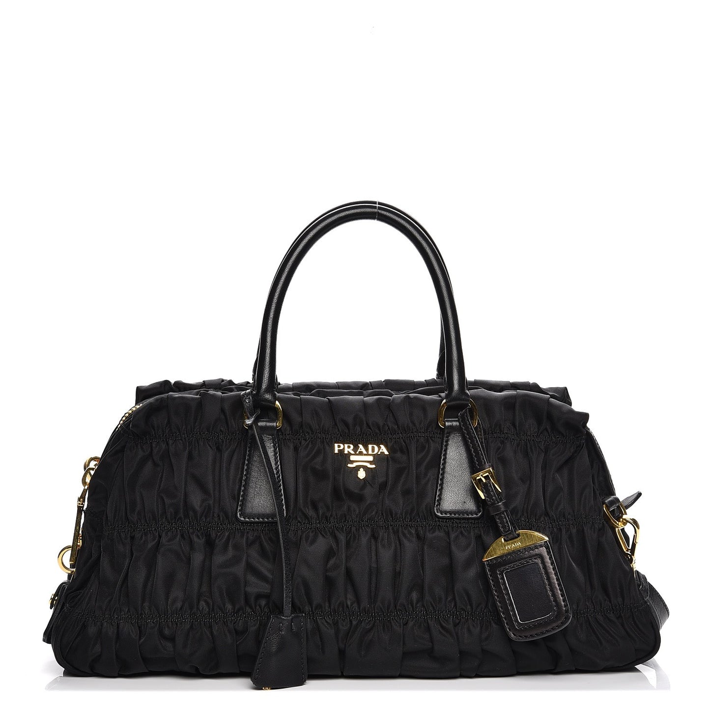 Tessuto Nylon Gaufre Shopping Satchel Black