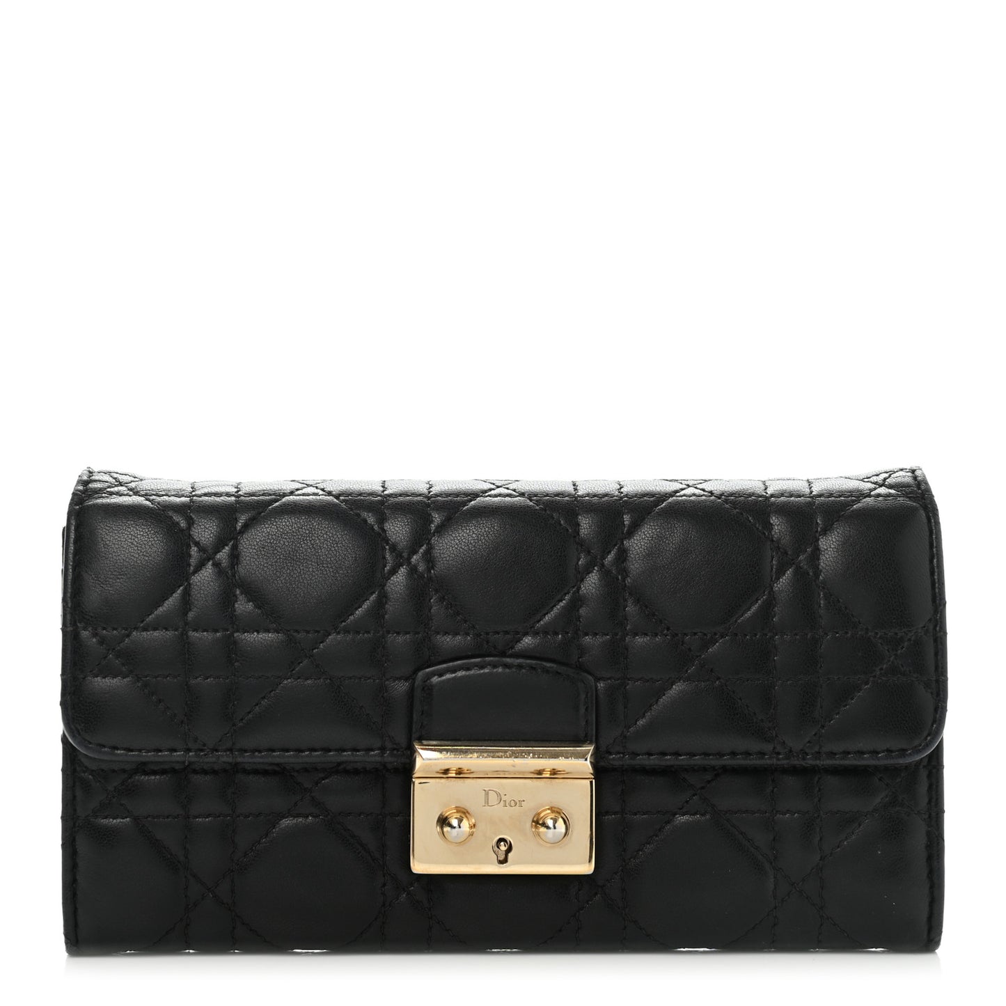 Lambskin Cannage Miss Dior Chain Wallet Black