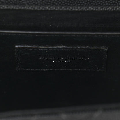 Saint Laurent Grain De Poudre Textured Mixed Matelasse Triquilt Medium Monogram Satchel Black 6 of 10